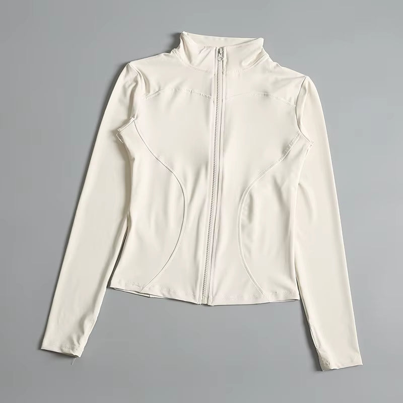 Women Zip Fitness Yoga Shirt Long Sleeve Sports Jacket Gym Top Activewear Running Coats Workout Clothes Woman