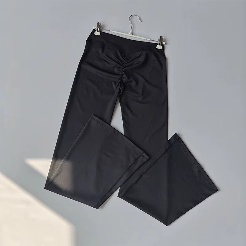 Crossover Flare Yoga Leggings for Women High Waist V Cross Bell Bottoms Tummy Control Yoga Pants Wide Leg Fitness Leggings