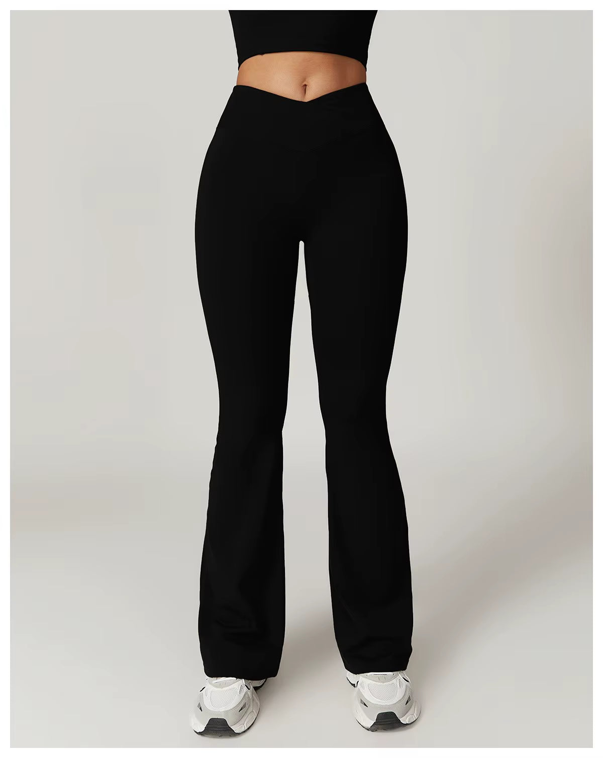 Crossover Flare Yoga Leggings for Women High Waist V Cross Bell Bottoms Tummy Control Yoga Pants Wide Leg Fitness Leggings